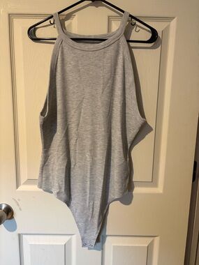 American Eagle Grey Bodysuit XXL Soft Stretch Fitted Basic Everyday Staple
